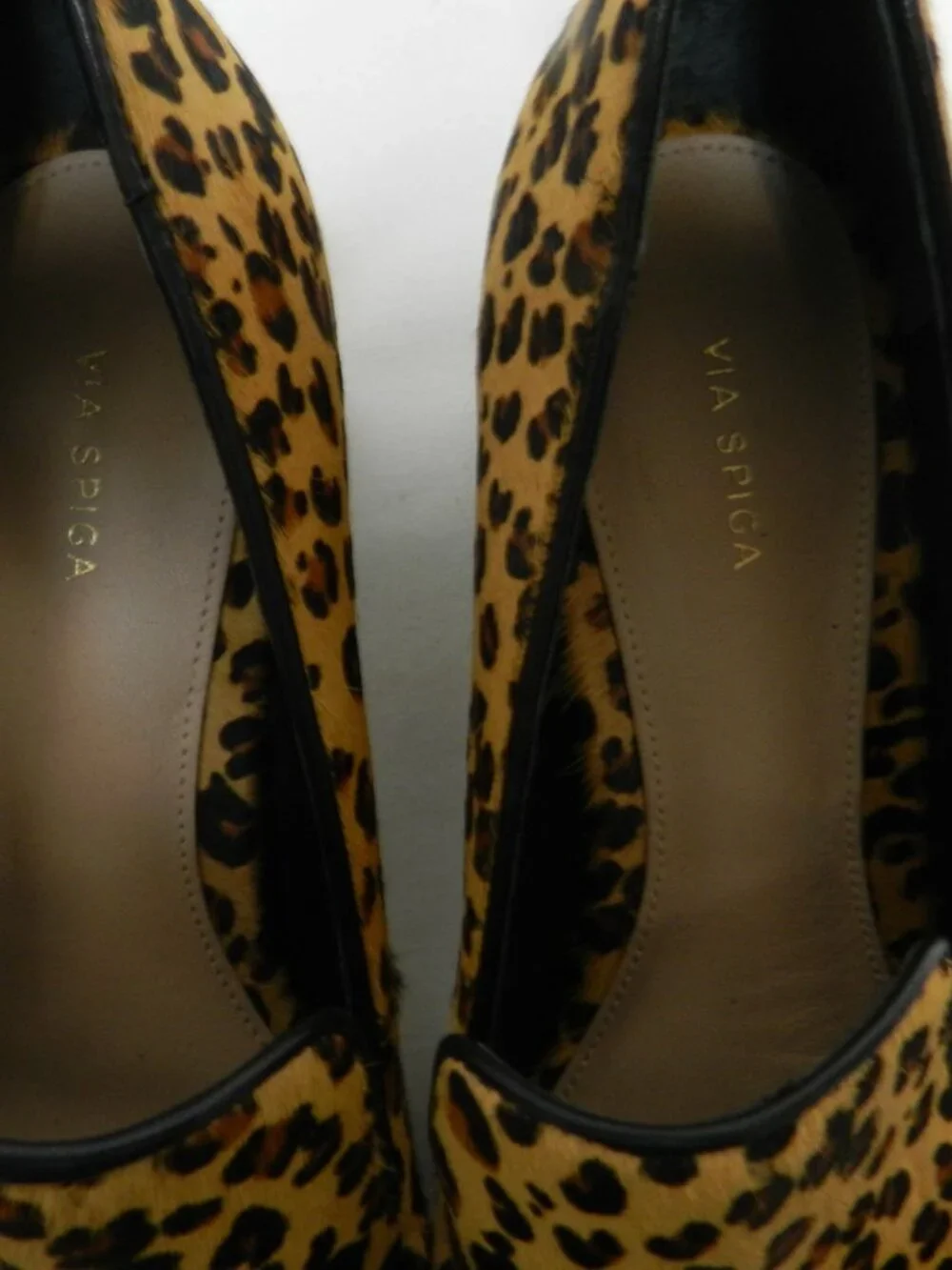 Via Spiga pony hair fur leather animal leopard block heels pumps NEW Size Sz 8